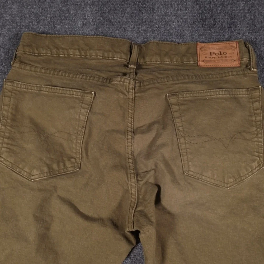 Polo Ralph Lauren Sullivan Slim Jeans Mens 34x32 Olive Green Fading Whiskered